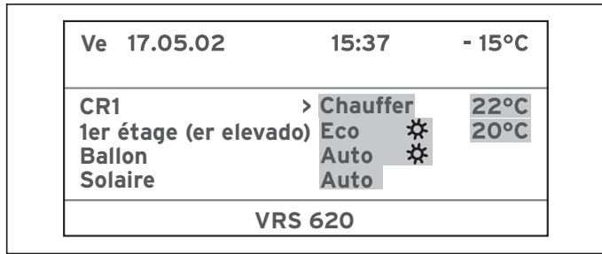 VAILLANT AUROMATIC 620 - Modification du type de fonctionnement et de la température ambiente de consigne - 1