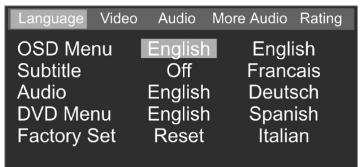 CLATRONIC DVD 568 HC - OSD Menu (on-screen language) - 1