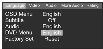 CLATRONIC DVD 568 HC - DVD Menu (Language) - 1