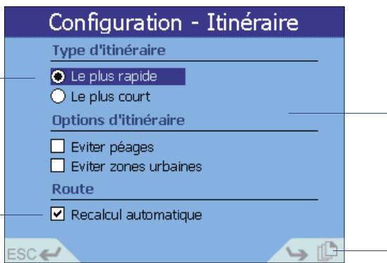 NAVMAN ICN 620 - Déplacement dans les écrans de configuration - 1