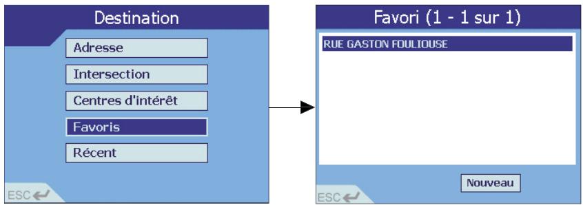 NAVMAN ICN 620 - Utilisation d'un favori enregistré - 1
