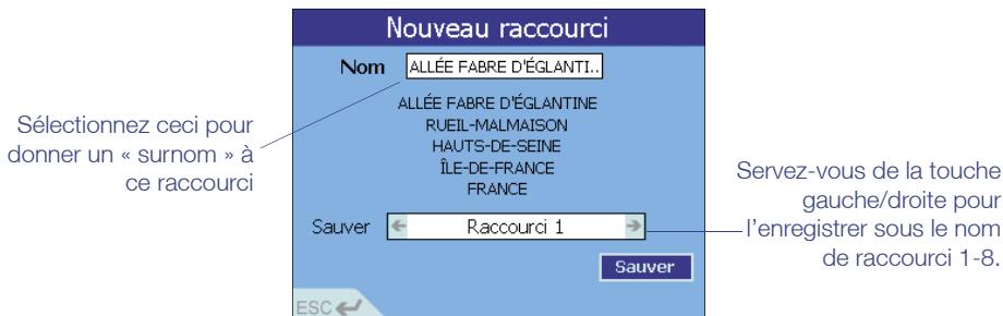 NAVMAN ICN 620 - Ajouter un nouveau raccourci - 2