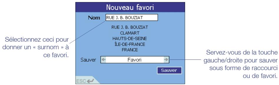 NAVMAN ICN 620 - Ajout d'un nouveau favori - 2