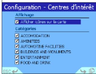 NAVMAN ICN 620 - Configuration des centres d'intérêt - 1