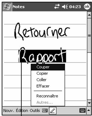 NAVMAN PIN 570 - Pour convertir du texte manuscrit en texte dactylographié : - 1