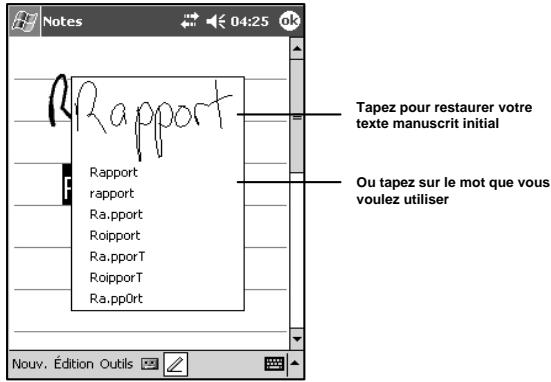 NAVMAN PIN 570 - Pour convertir du texte manuscrit en texte dactylographié : - 3