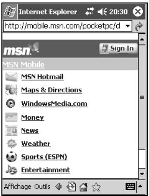 NAVMAN PIN 570 - Utilisation des pages Web - 1