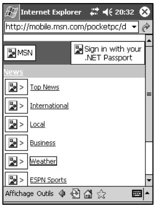 NAVMAN PIN 570 - Utilisation des pages Web - 3