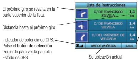 NAVMAN ICN330 - Pantalla Lista de instrucciones - 1