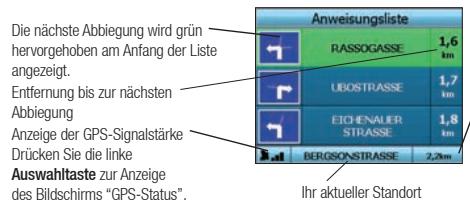 NAVMAN ICN330 - Bildschirm "Anweisungsliste" - 1