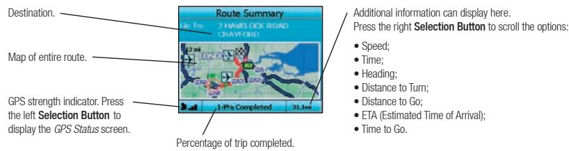 NAVMAN ICN330 - Route Summary Screen - 1