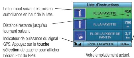 NAVMAN ICN330 - Écran list d'instructions - 1