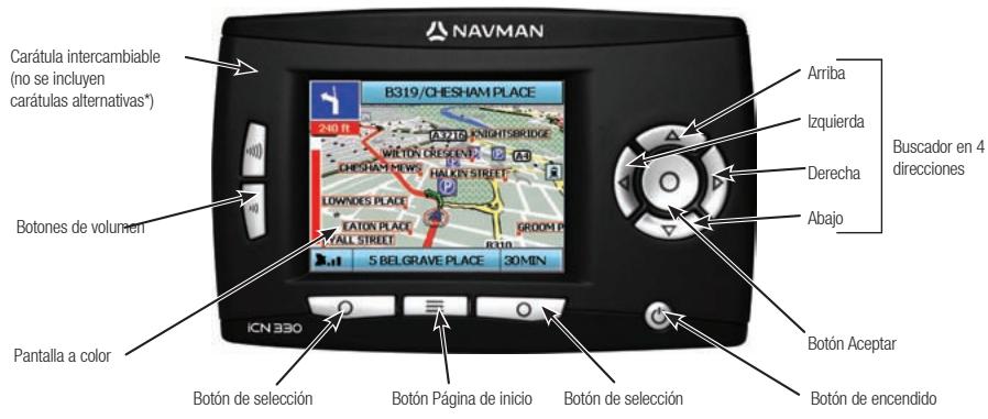 NAVMAN ICN330 - Componentes frontales - 1