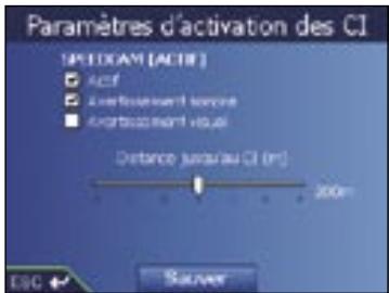 NAVMAN ICN530 - Préférences d'alarmes - CL actifs - 2