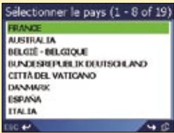 NAVMAN ICN530 - Deuxième étape : choix du pays de destination - 1