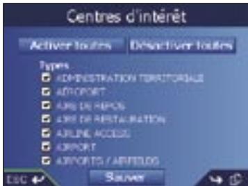NAVMAN ICN530 - Préférences de la carte - Centres d'intérêt (CI) - 1