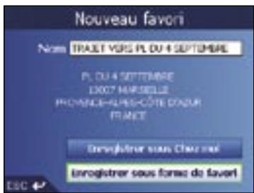 NAVMAN ICN530-SMARTST - Enregistrement d'un favori à partir de l'écran carte en 2D - 2