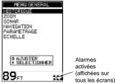NAVMAN FISH 4150 - Ecran MENU GENERAL - 1