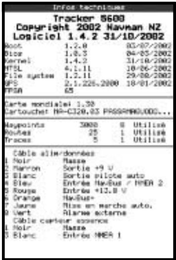 NAVMAN TRACKER 5600 - Écraninfos techniques - 1