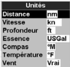 NAVMAN TRACKFISH 6600 - 15-9 Paramétrage > Unités - 1