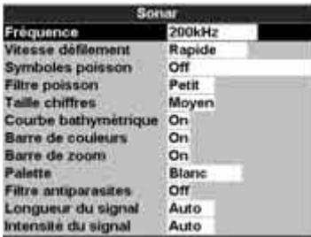 NAVMAN TRACKFISH 6600 - 15-3 Paramétrage > Sonar - 1