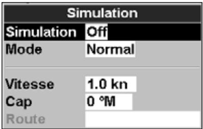 NAVMAN TRACKFISH 6600 - 15-14 Paramétrage > Simulation - 1