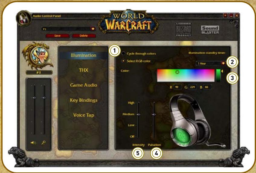 CREATIVE SOUND BLASTER WORLD OF WARCRAFT WIRELESS HEADSET - Paramètres d'éclairage - 1