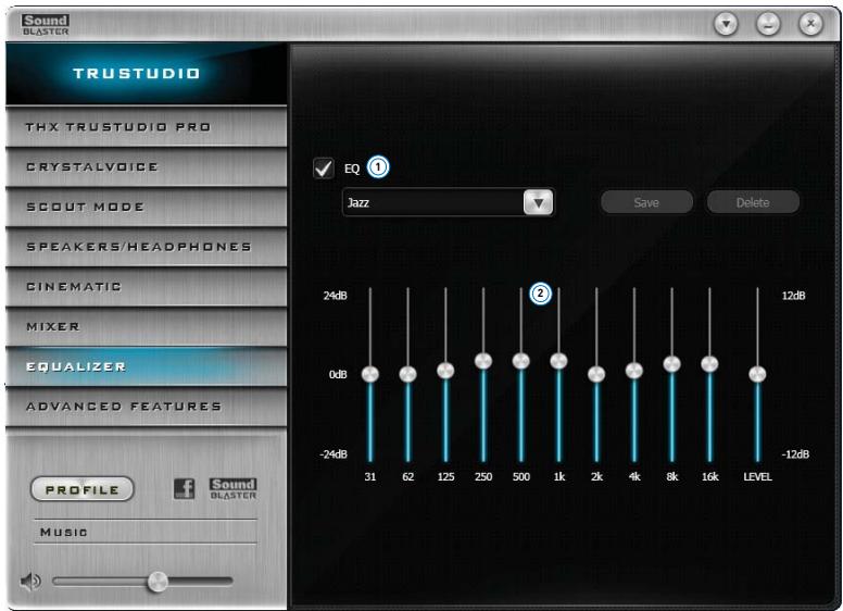 CREATIVE SOUND BLASTER RECON3D FATAL1TY PROFESSIONAL - Paramètres de l'équaliser - 1