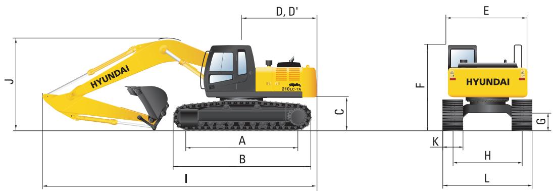 HYUNDAI R210LC-7A - Dimensions R210LC-7A - 1