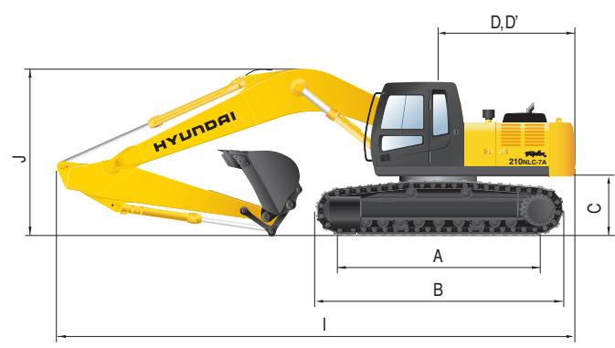 HYUNDAI R210LC-7A - Dimensions R210NLC-7A Flèche en une piece - 1