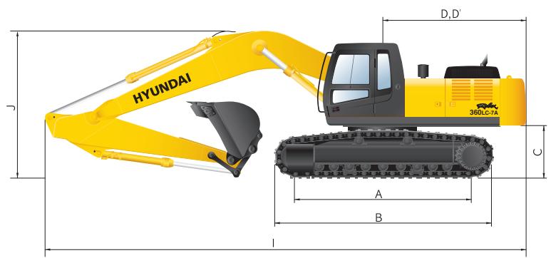 HYUNDAI R360LC-7A - Dimensions - 1