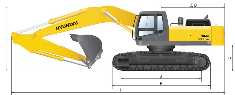 HYUNDAI R500LC-7A - Dimensions - 1