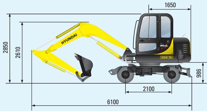 HYUNDAI R55W-7A - Dimensions - 1