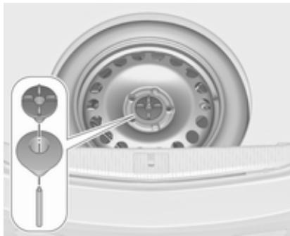 OPEL ASTRA IV - Ranger la roue de secours dans la niche une fois que la roue endommagée a été replacée - 2