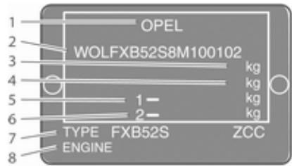 OPEL AGILA 2 2011 - Plaquette d'identification - 2
