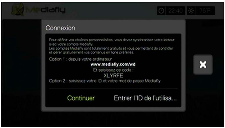 WESTERN DIGITAL TV LIVE HUB - Connexion à votre compte mediafly - 5