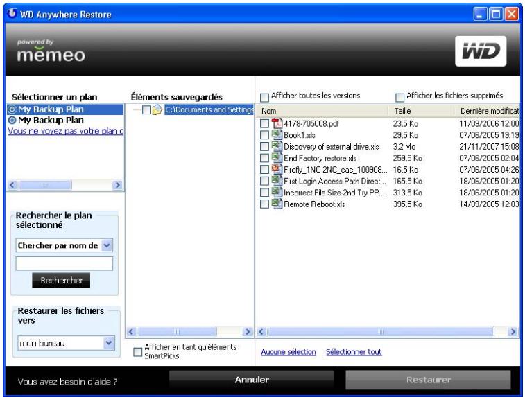 WESTERN DIGITAL WD SHARESPACE - Cliquez sur afficher et restaurer. - 2