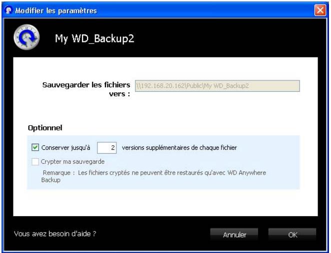 WESTERN DIGITAL WD SHARESPACE - Modification des paramètres du plan de sauvegarde - 1