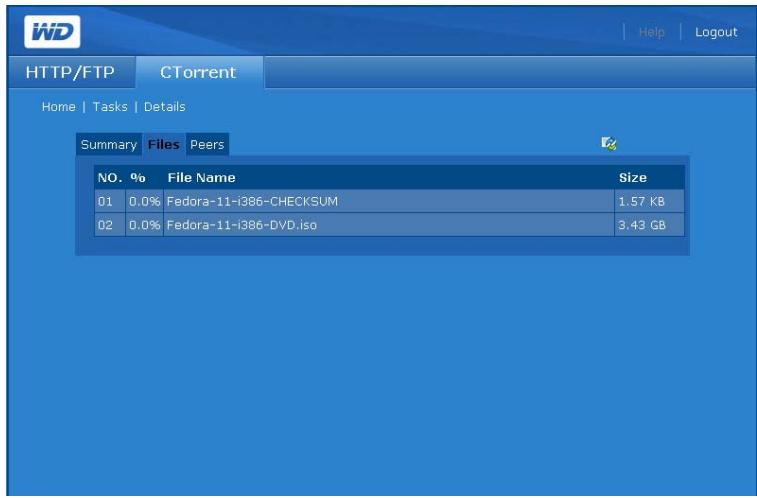 WESTERN DIGITAL WD SHARESPACE - Pour voir les informations sur les fichiers un par un contenus dans le torrent : - 1