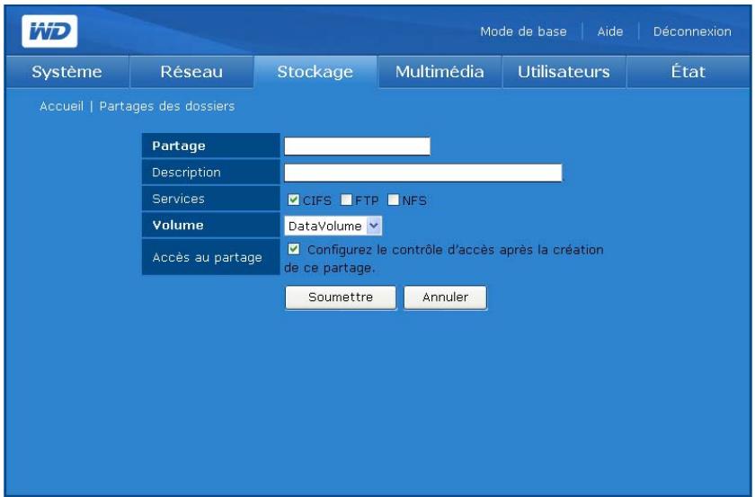 WESTERN DIGITAL WD SHARESPACE - Pour créer un partage : - 1