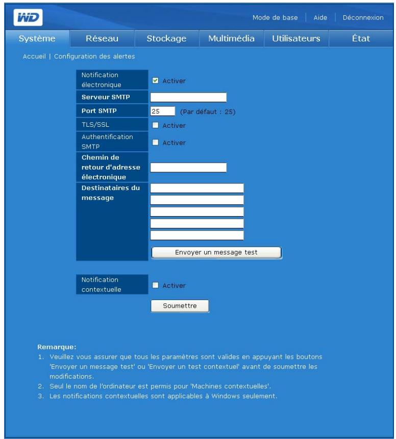 WESTERN DIGITAL WD SHARESPACE - Pour configurer la notification automatique par email : - 1