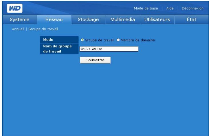 WESTERN DIGITAL WD SHARESPACE - Pour définir un nom de groupe de travail : - 1