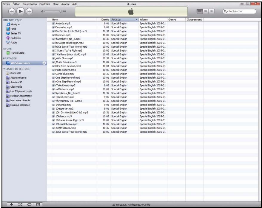 WESTERN DIGITAL WD SHARESPACE - Pour dire des flux audio dans itunes : - 1
