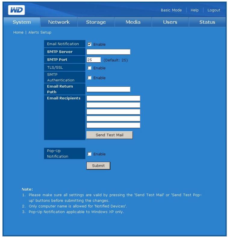 WESTERN DIGITAL WORLD EDITION - Pour configurer la notification automatique par email : - 1