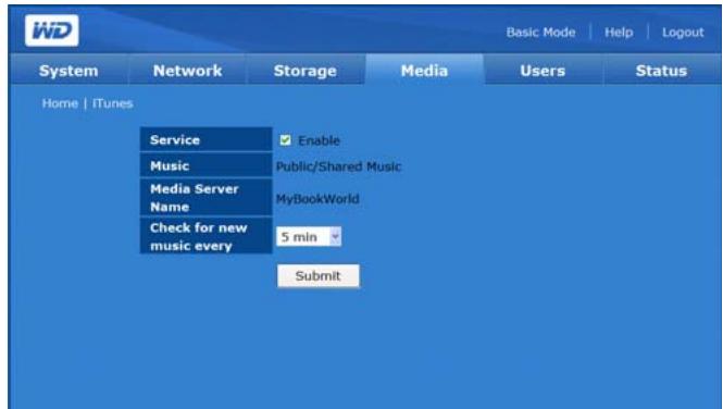 WESTERN DIGITAL WORLD EDITION - Pour activer ou désactiver le serveur itunes : - 1
