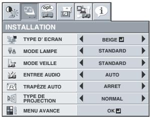 MITSUBISHI XD250 - Réglages accessibles dans les menus - 1
