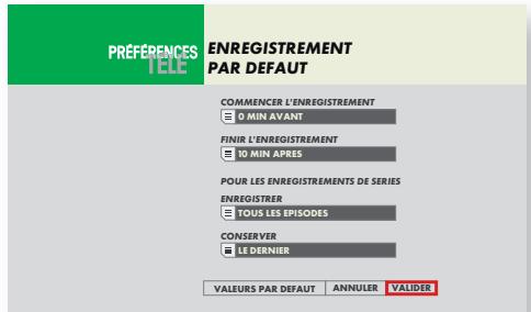 CANALSAT DECODEUR +LE CUBE - Préférences d'enregistrement - 2