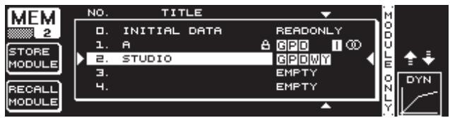 BEHRINGER DEQ2496 - Le menu MEMORY - 2
