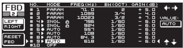BEHRINGER DEQ2496 - Le menu FBD - 2