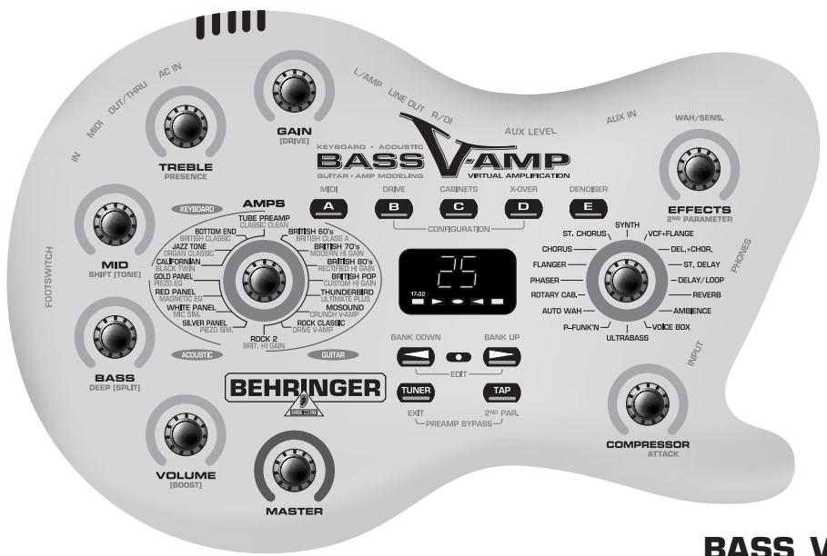 BEHRINGER BASS V-AMP - Notice d'utilisation - 1
